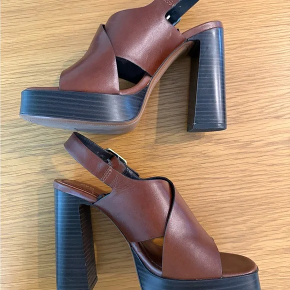 Zara Cognac Crisscross Leather Sandals - Picture 3 of 5